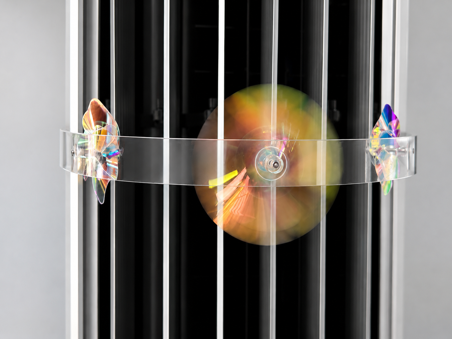 Close-up of airflow visualization structure installed across the TCL air-conditioner outlet